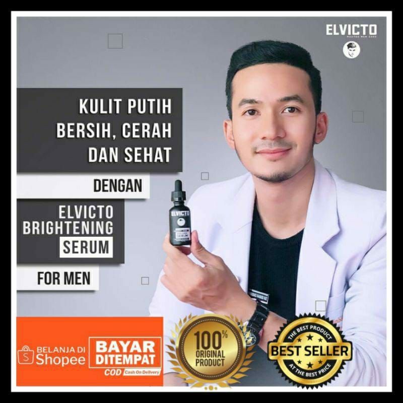 Elvicto Brigthening Serum Pria - Serum Pria Menyamarkan Flek Hitam Dan Bekas Jerawat Terbaik Asli