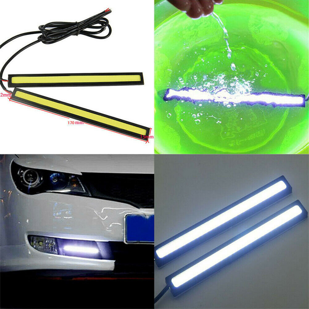 6pcs Lampu Strip LED COB 12V Anti Air Warna Putih Untuk Interior Mobil