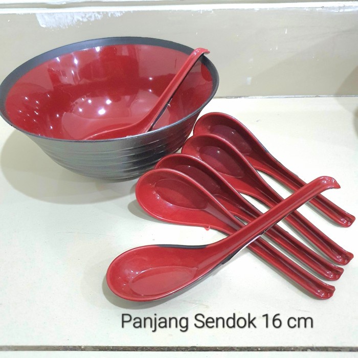 NEW - Sendok Bebek Merah Hitam /Ramen Sop Kuah Bahan Plastik Food Grade