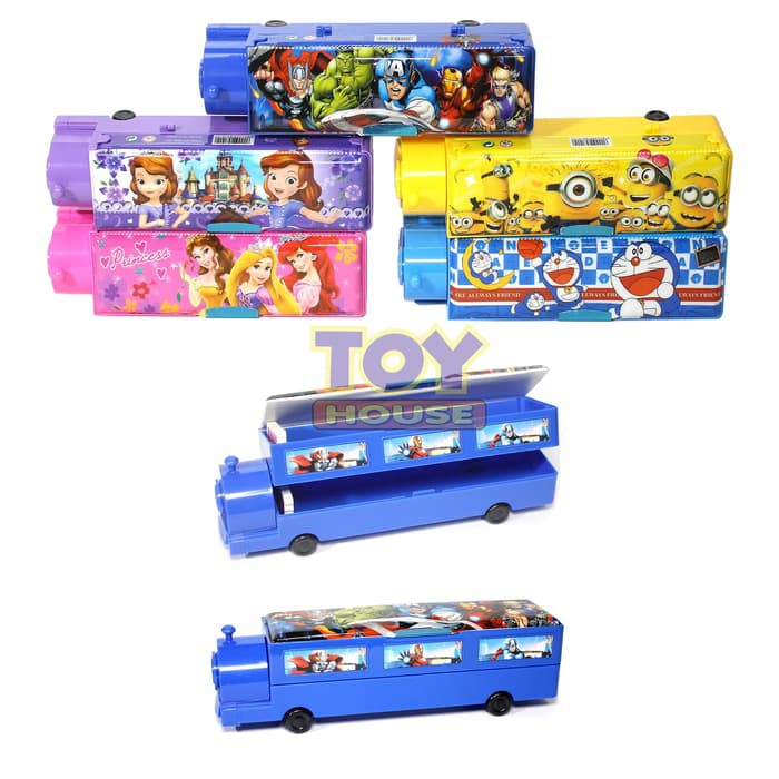 

Kotak Pensil - Tempat Pensil Bus Karakter Avengers- Doraemon- Princess