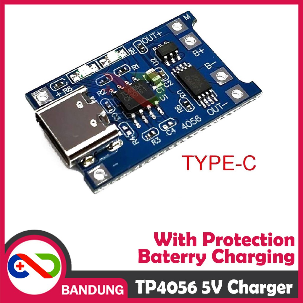 TP4056 + BMS 5V USB TYPE-C 1A LITHIUM BATTERY CHARGING + PROTECTION MODULE