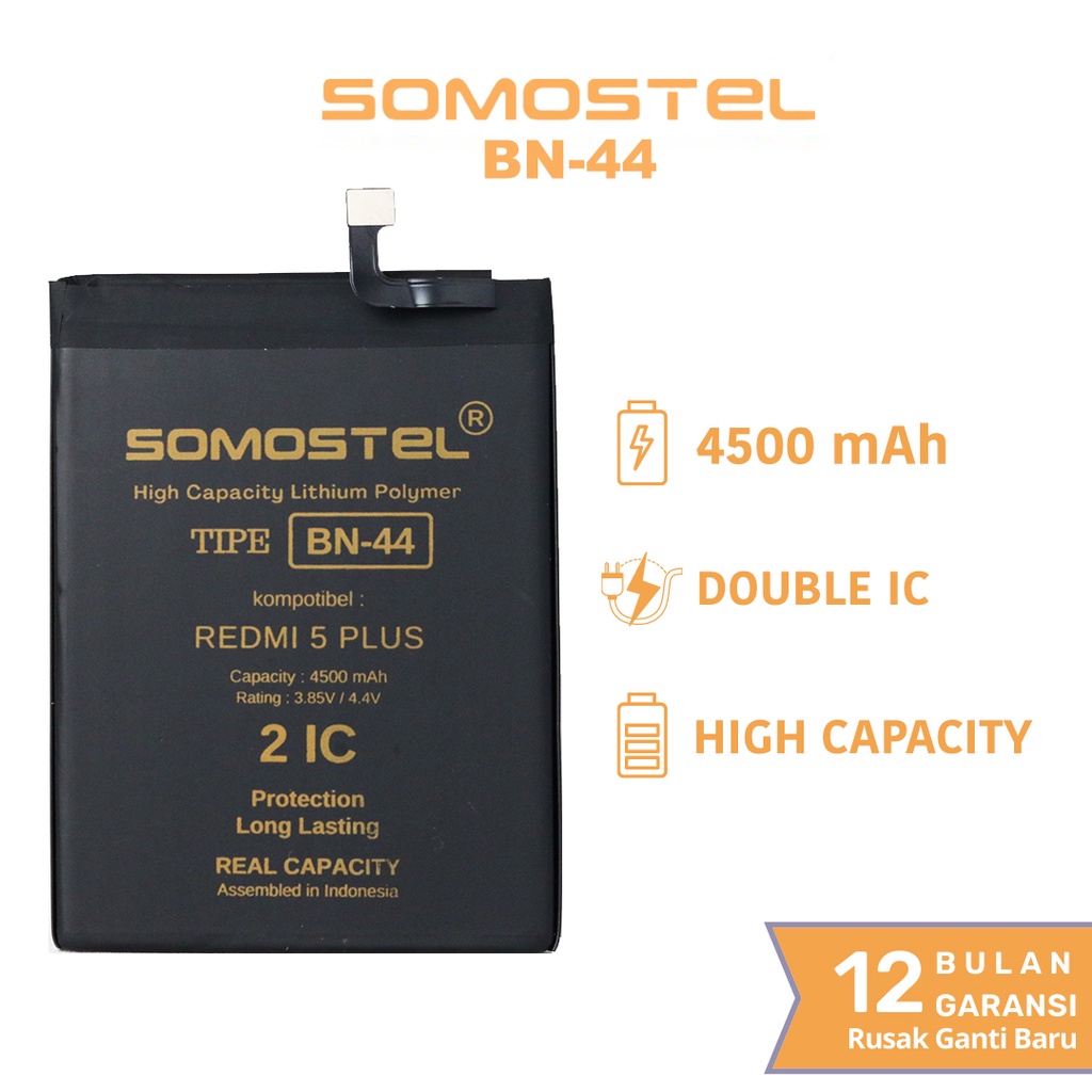 Somostel - BN44 Redmi 5 Plus Batre Batrai Baterai