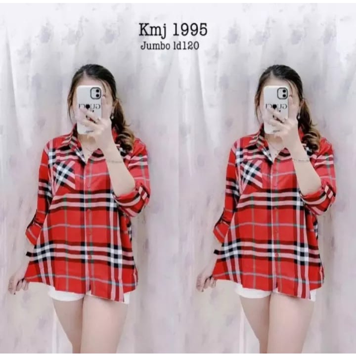 kemeja burberry jumbo ld 120 wanita lengan panjang kekinian