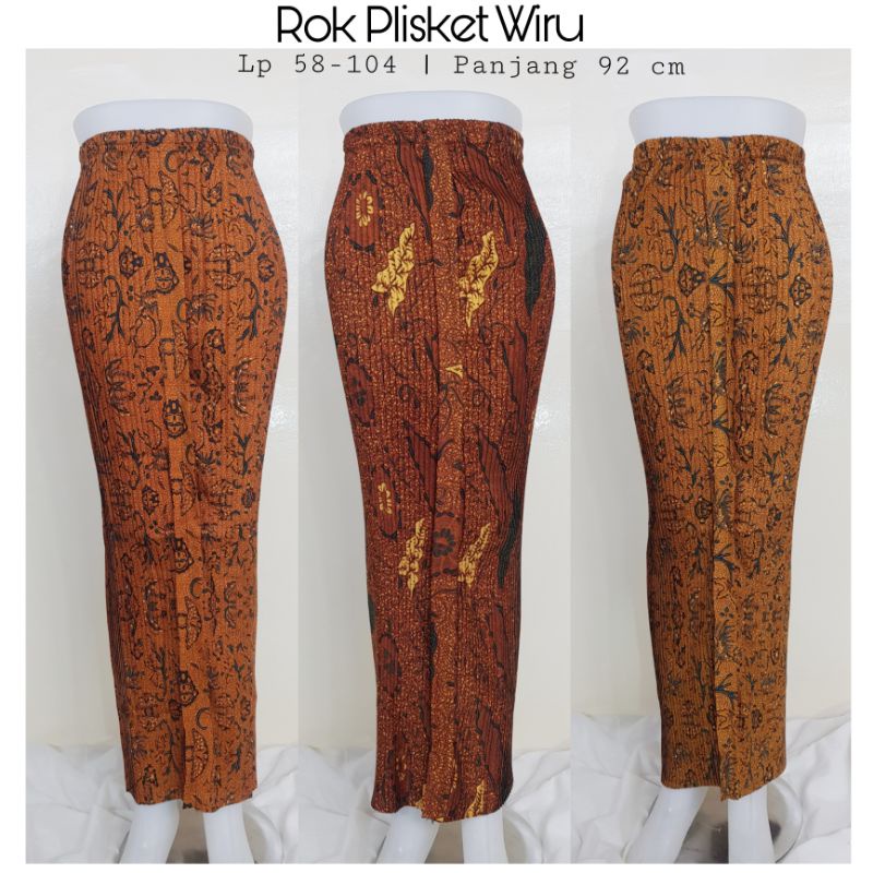Rok Plisket Wiru Batik Bahan Satin Silk All Size