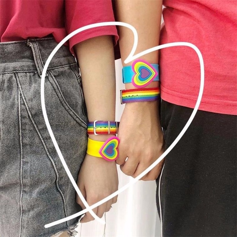 Rainbow bracelet men and women creative personality jump di strap cool color wild couple bracelet  210818