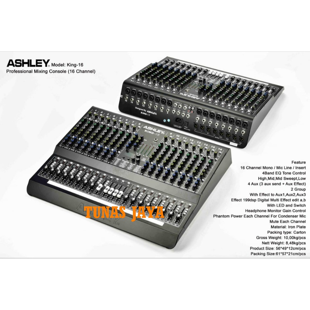 MIXER ASHLEY KING16 ORIGINAL 16 CHANNEL GARANSI RESMI ASHLEY KING 16