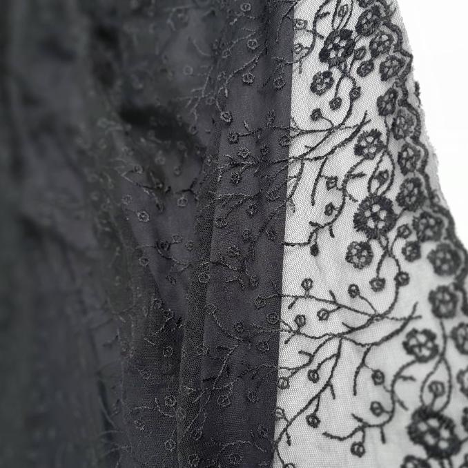 KAIN TILE BROKAT/ TULLE BRUKAT PRANCIS (Per meter) MOTIF AKAR BUNGA