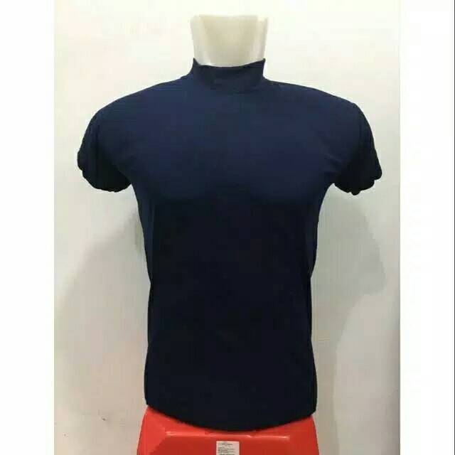  Kaos  kerah  tinggi  biru dongker kaos  polos biru dongker 