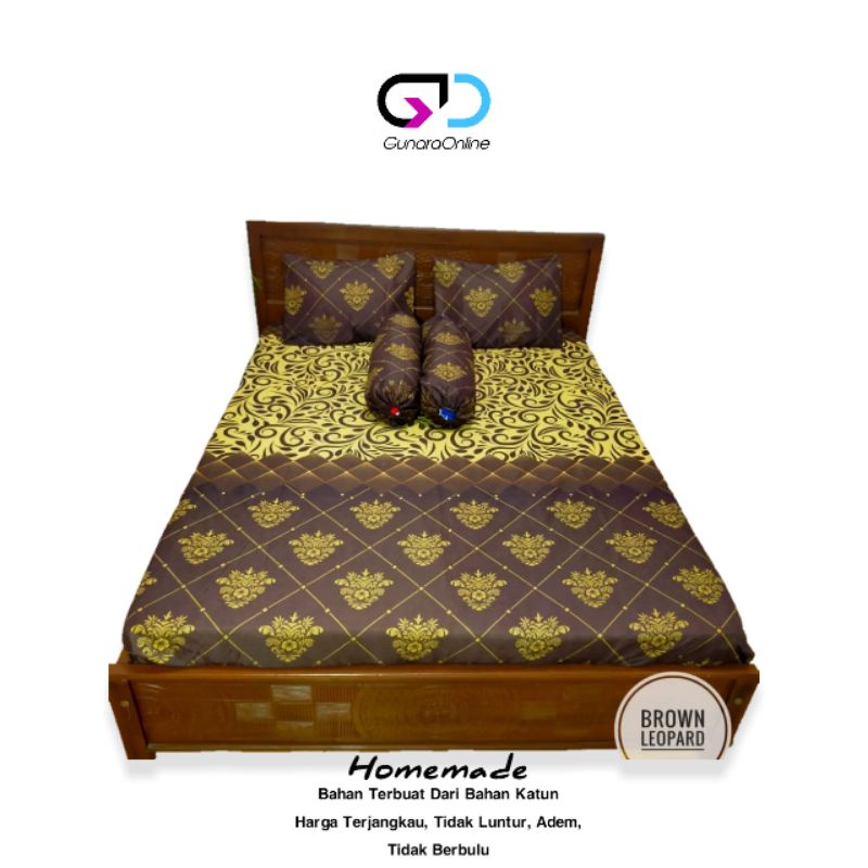 sprei katun motif brown leopard - uk 120x200 160x200 180x200 200x200