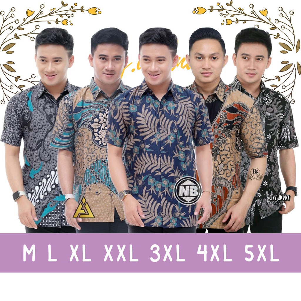 KEMEJA BATIK PRIA LENGAN PENDEK SIZE M L XL XXL MURAH BATIK KEMEJA HEM PRIA SERAGAM PEKALONGAN