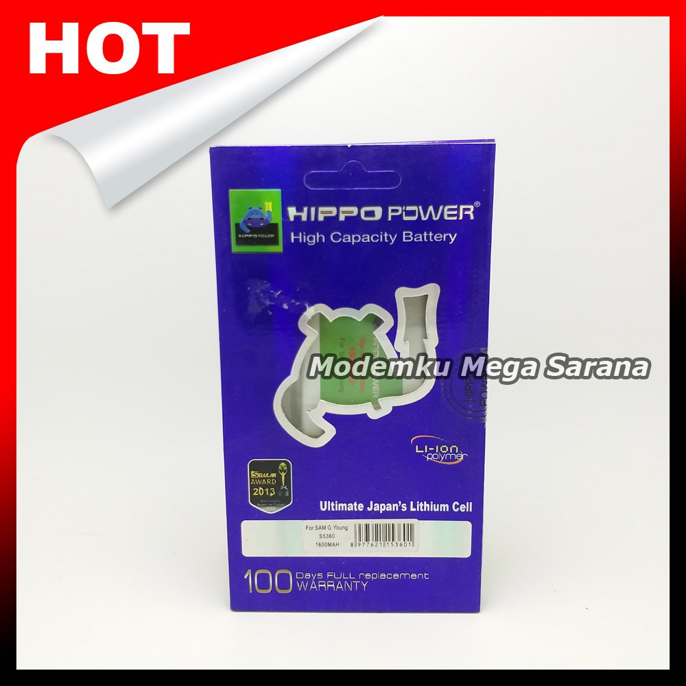 Baterai Hippo Samsung Galaxy Young S5360 1600mAh