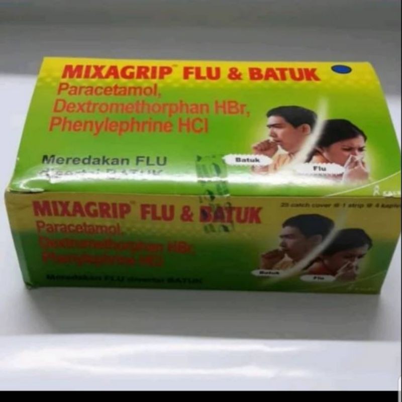 Mixagrip Flu Dan Batuk 1box isi 25 strip, 1strip isi 4tablet.