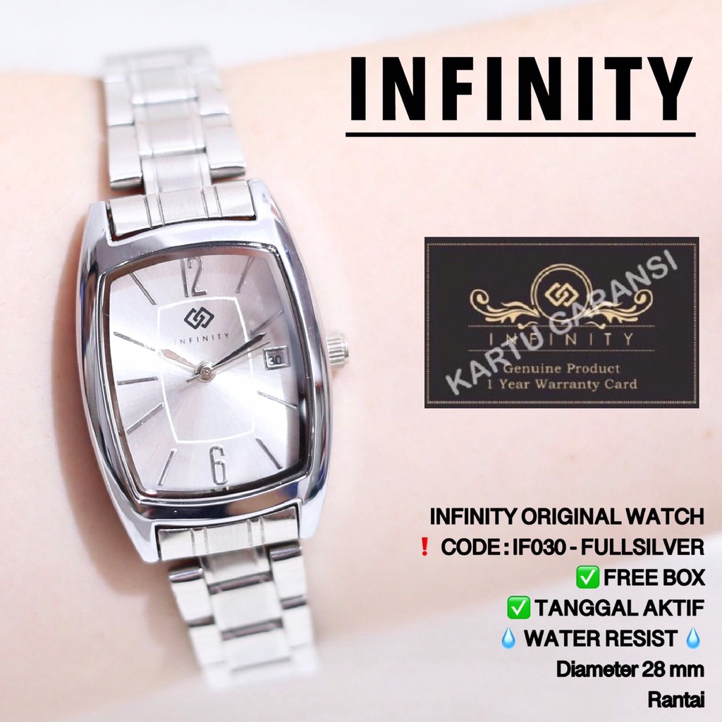 Jam tangan rantai wanita INFINITY original tanggal aktif rantai stainless steel FREE BOX &amp; BATERAI ANTI AIR