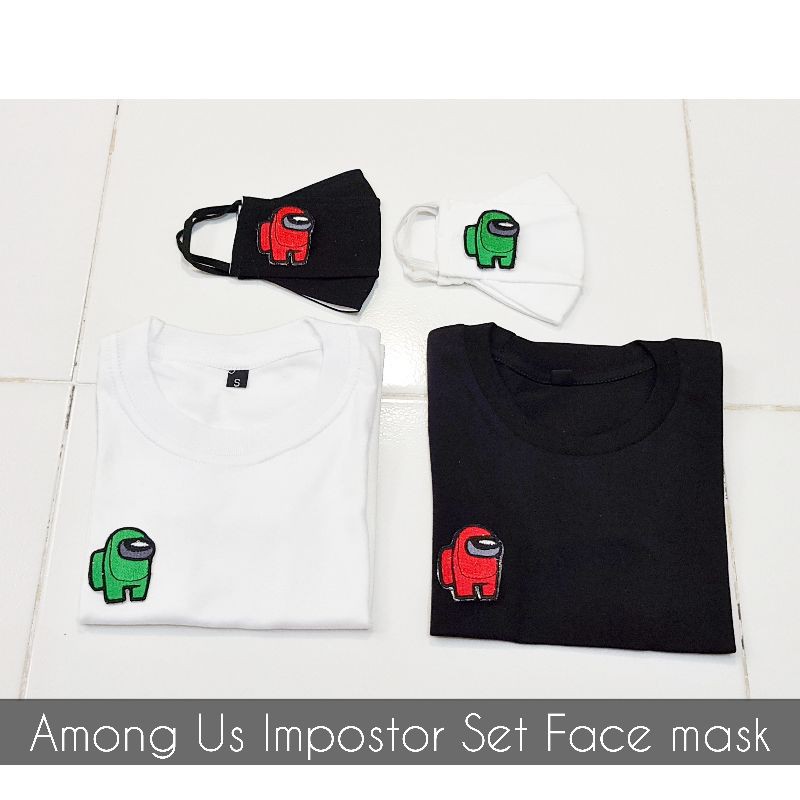 Kaos Impostor Among us Set dan 3D Masker Origami Anak