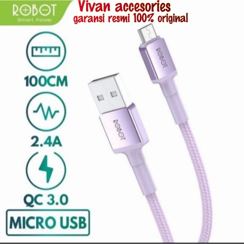 Robot RSM100 Micro USB Kabel Data.Cable 1M 2,4A Braided Cable Android
