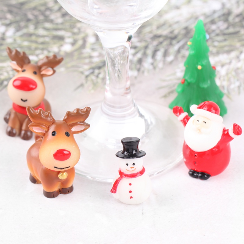 1 Pc Ornamen Bentuk Pohon Natal Rusa Santa Claus Mini Bahan Resin Untuk Dekorasi Rumah