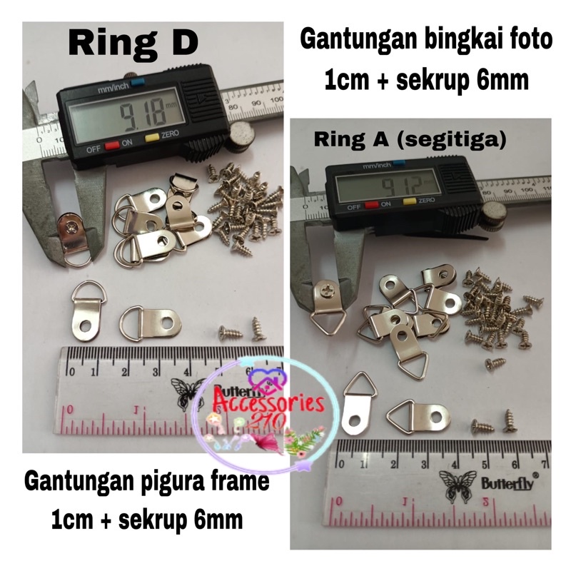 gantungan bingkai foto 1cm + sekrup / gantungan bingkai pigura 1cm + sekrup nikel / 144sets