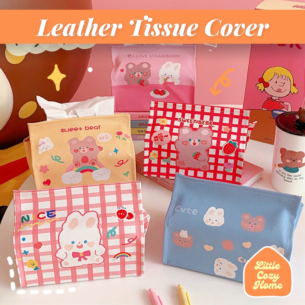 Premium PU Leather Tissue Box / Kotak Tisu Karakter Imut / Bahan Kulit / Bungkus Kotak Tissue