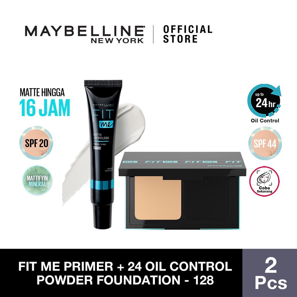 Maybelline Fit Me Primer + 24h Powder Foundation 128 - Makeup