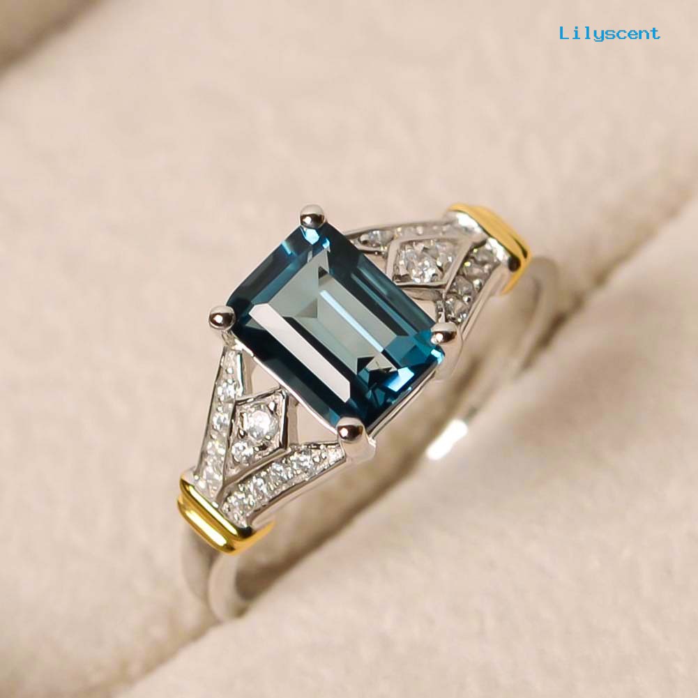 Cincin Zircon Berlian Imitasi Bentuk Persegi Panjang Untuk Pernikahan