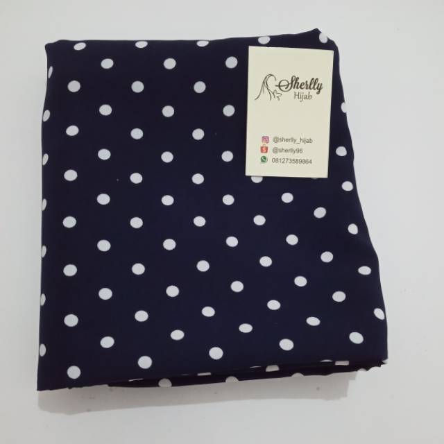Jilbab wolfis motif polkado navy