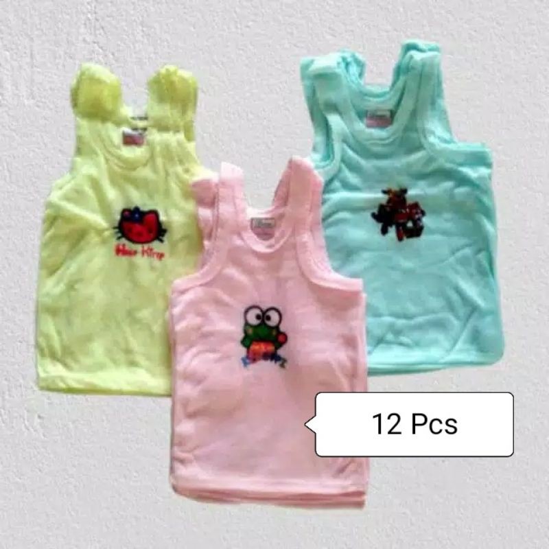 12 Pcs Kaos Dalam Bayi Anak Motif