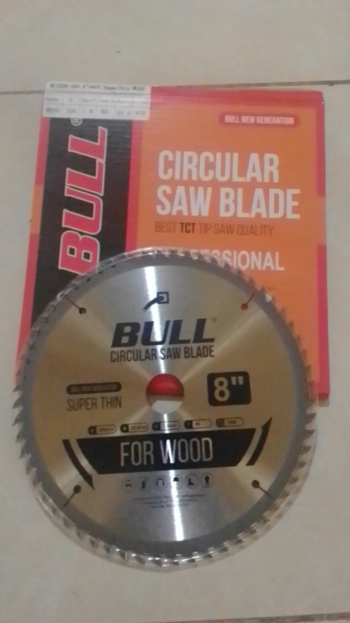 Bull 8 Inch X 60t Mata Potong Kayu Circular Saw Blade Tct Pisau Gergaji