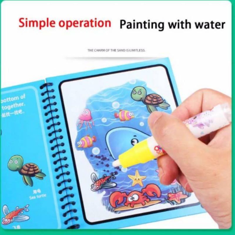 Magic Water Book Buku Mewarnai Water Doodle Book Drawing Pen Cair Graffiti