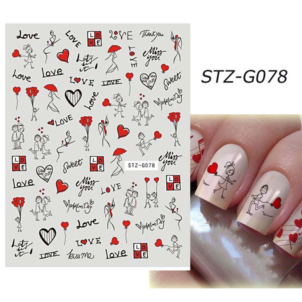 AUGUSTINA Agustina Stiker nail art Kecantikan decal nail art Love Rose Hari Valentine