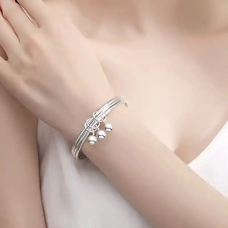 Plated S925 Sterling Silver Bracelet Female Solid Valentine's Day Gift Ornament