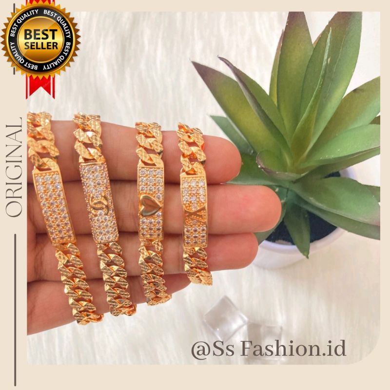 Gelang Tangan Plat Titanium 24k Anti Karat Random