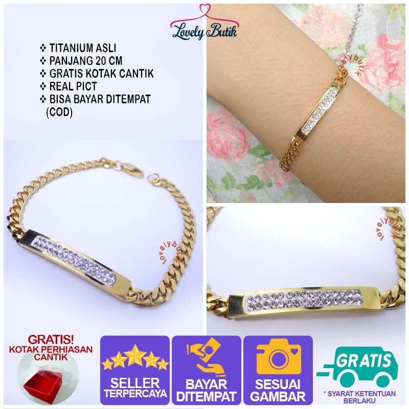 Lovelybutik Gelang Titanium Asli Anti Luntur  New Felice Gelang Tangan Wanita Titanium Anti Karat