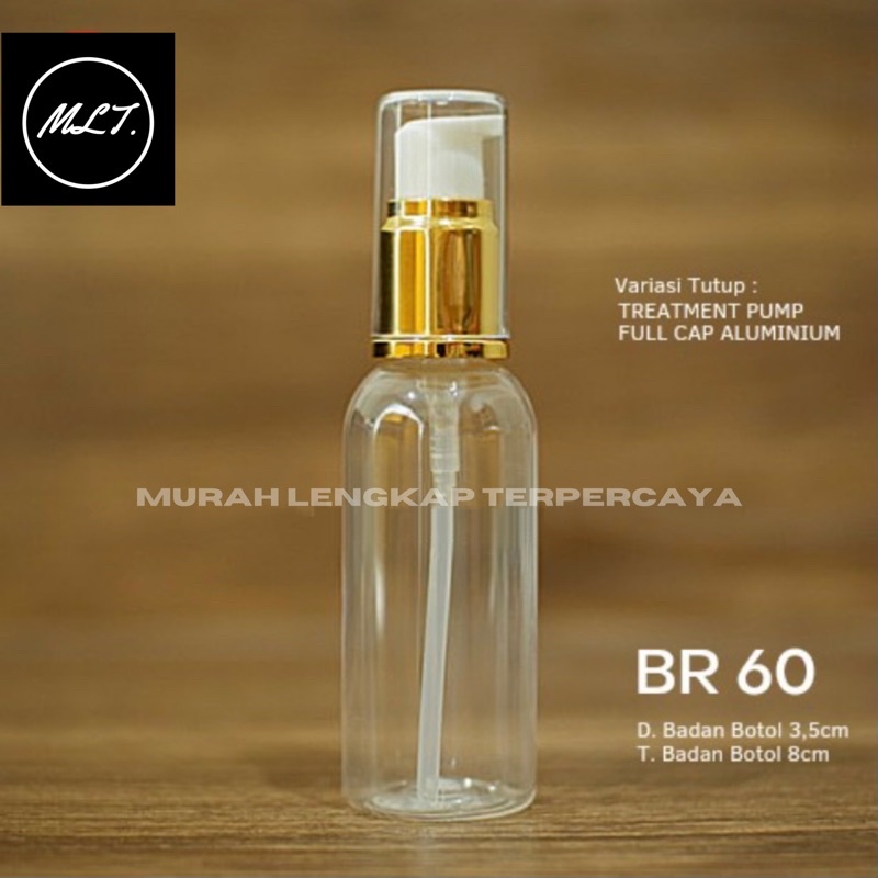 BOTOL TREATMENT PUMP 60ML GOLD FULL CAP / BOTOL 60 ML CLEAR PUMP TREATMENT GOLD FULLCAP