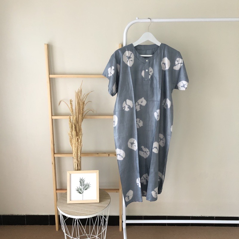 hirafa - Daster Shibori Tie Dye / Daster Pendek Baju Tidur Santai Motif Jumputan-Abu