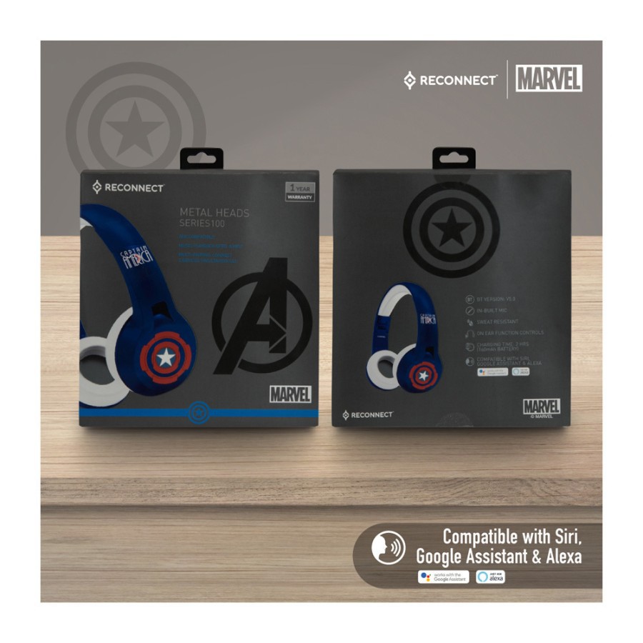 Reconnect Marvel Captain America Over Ear Wireless Bluetooth Headphone