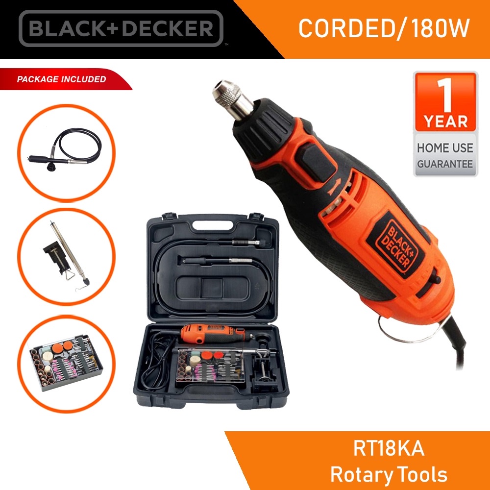 BLACK+DECKER RT18KA Mini Grinder Tuner Rotary Tool Set BlackDecker RTX