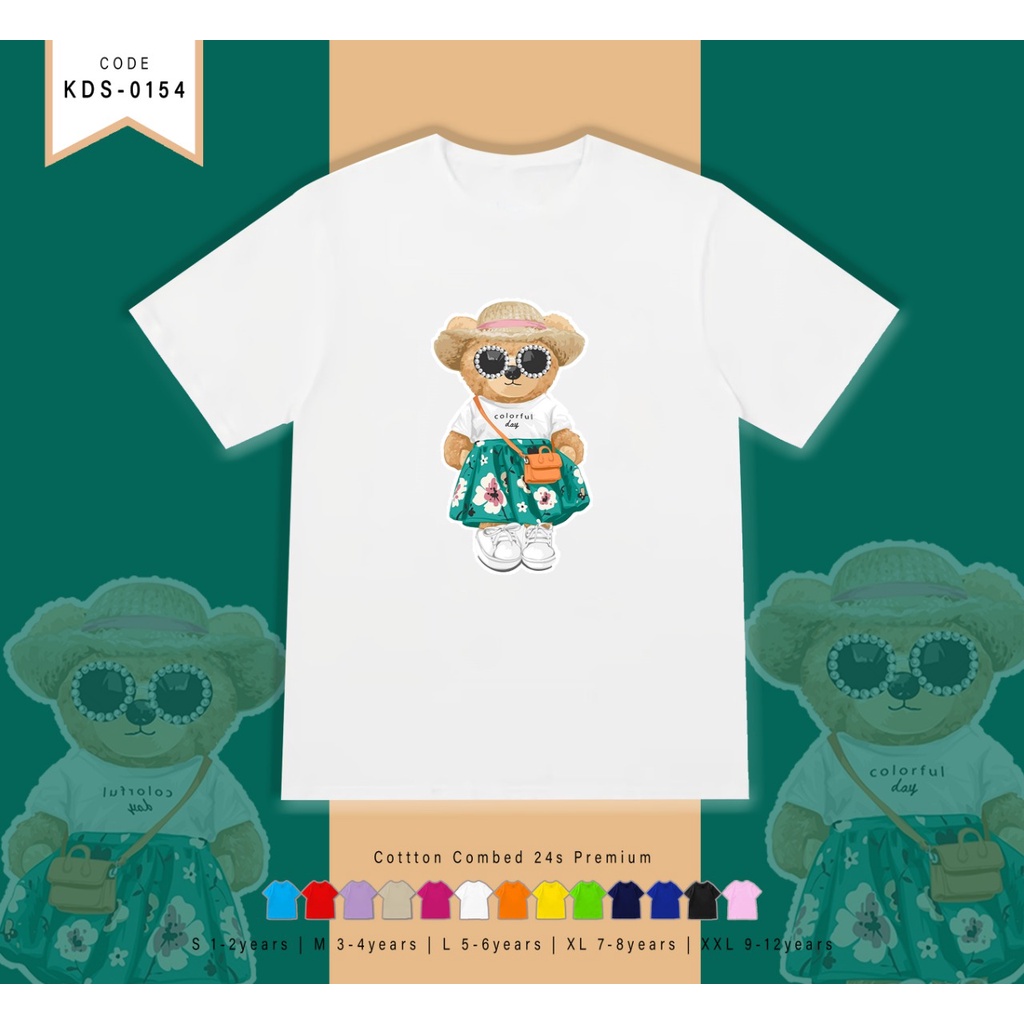 T-SHIRT / KAOS ANAK-ANAK TERMURAH BERGAMBAR BEAR GIRL - TERIMA CUSTOM KAOS KELUARGA