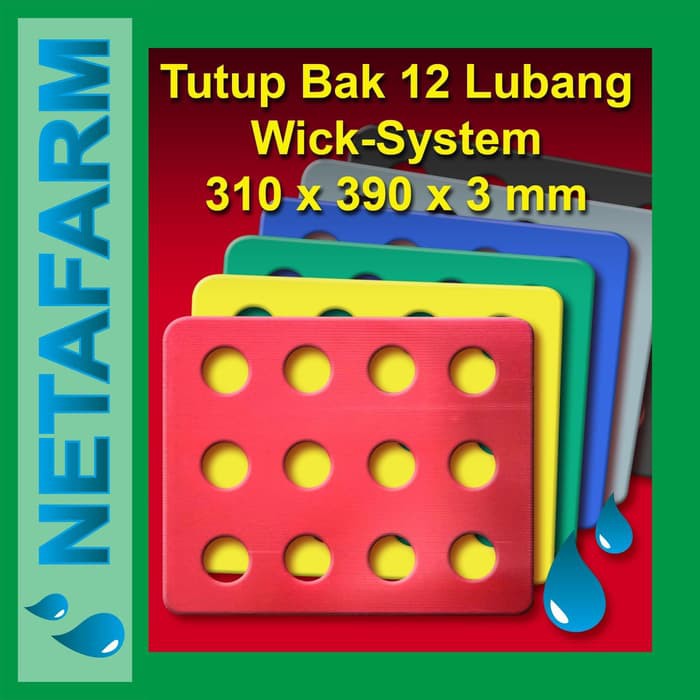 Impraboard Tutup Bak Baki Hidroponik 12 Lubang Sistem Wick