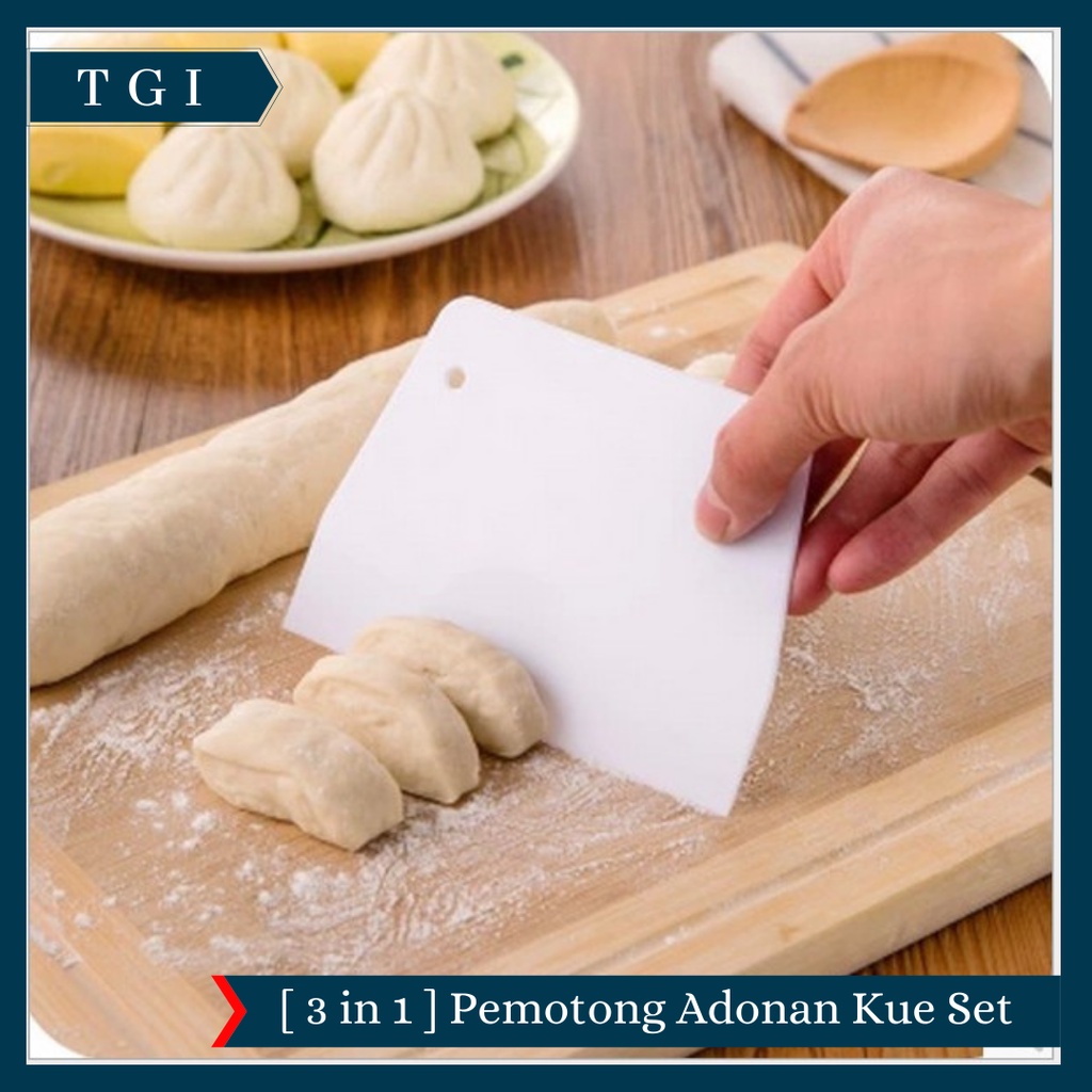 TGI - [3PCS] PISAU ADONAN KUE BUTTER CREAM SCRAPER DOUGH PEMOTONG KUE