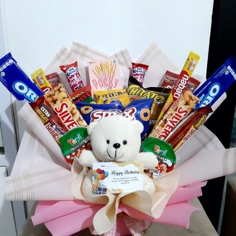 Bucket Snack + Boneka /Hadiah Ulang Tahun/Gradution/Sunatan dll