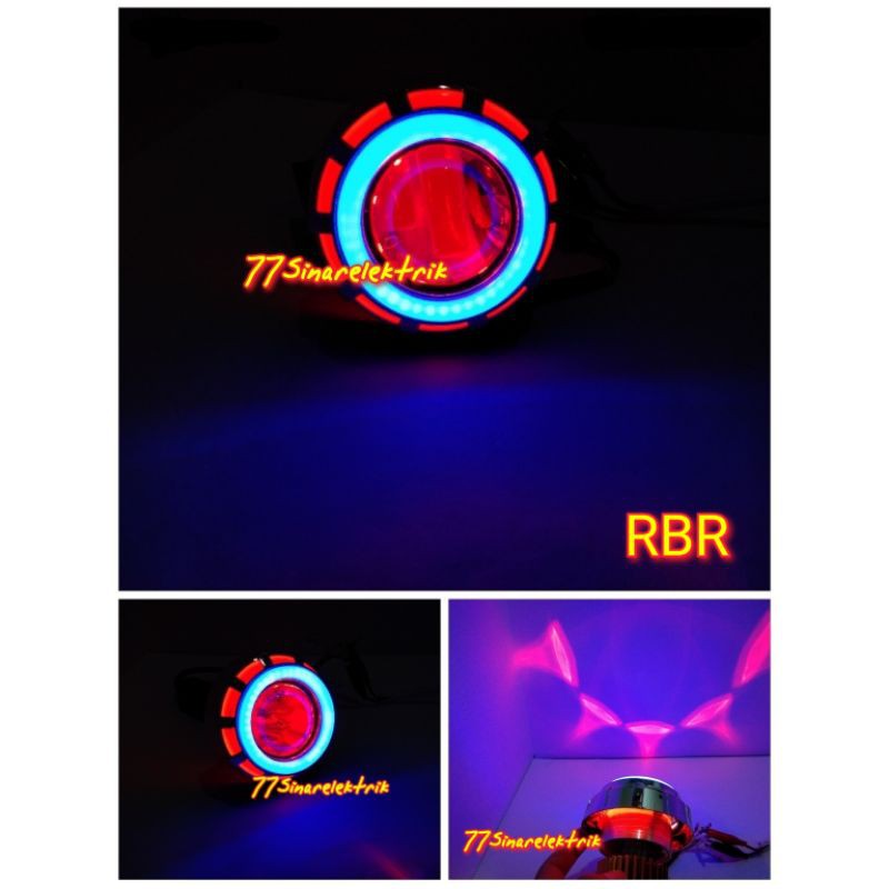 Projie Led GEN 2 Lampu Projie Jauh Dekat High Low Running Proji LED Eye Merah Biru Merah U49
