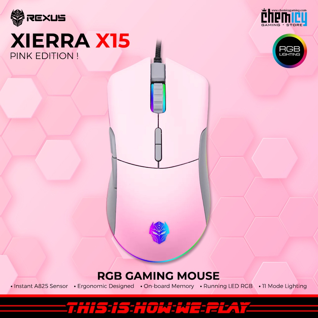 Rexus Xierra X15 / X-15 Pink RGB Wired Gaming Mouse