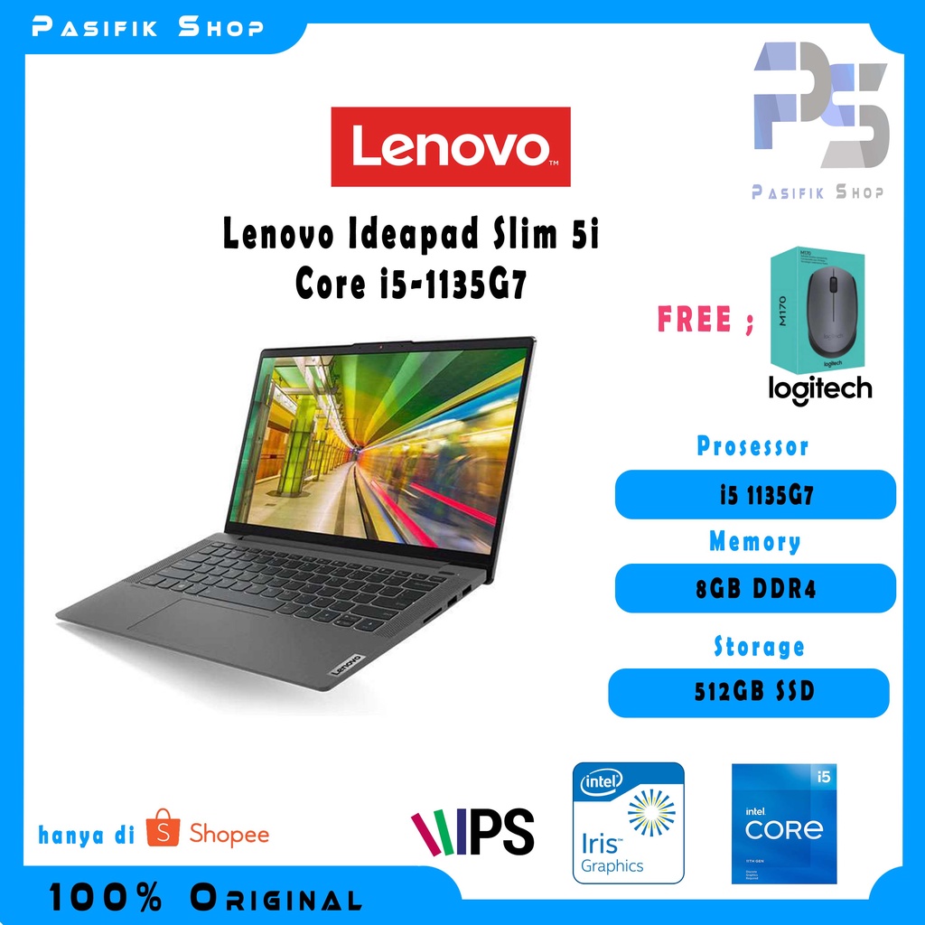 Laptop LENOVO Ideapad Slim 5i Core i5-1135G7 RAM 8GB 512 SSD IrisXE