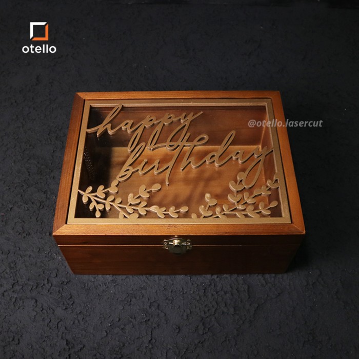 Woodlic Wooden Box Kayu Akrilik Birthday Gift Kotak Kado Hadiah Ultah Packaging Hampers