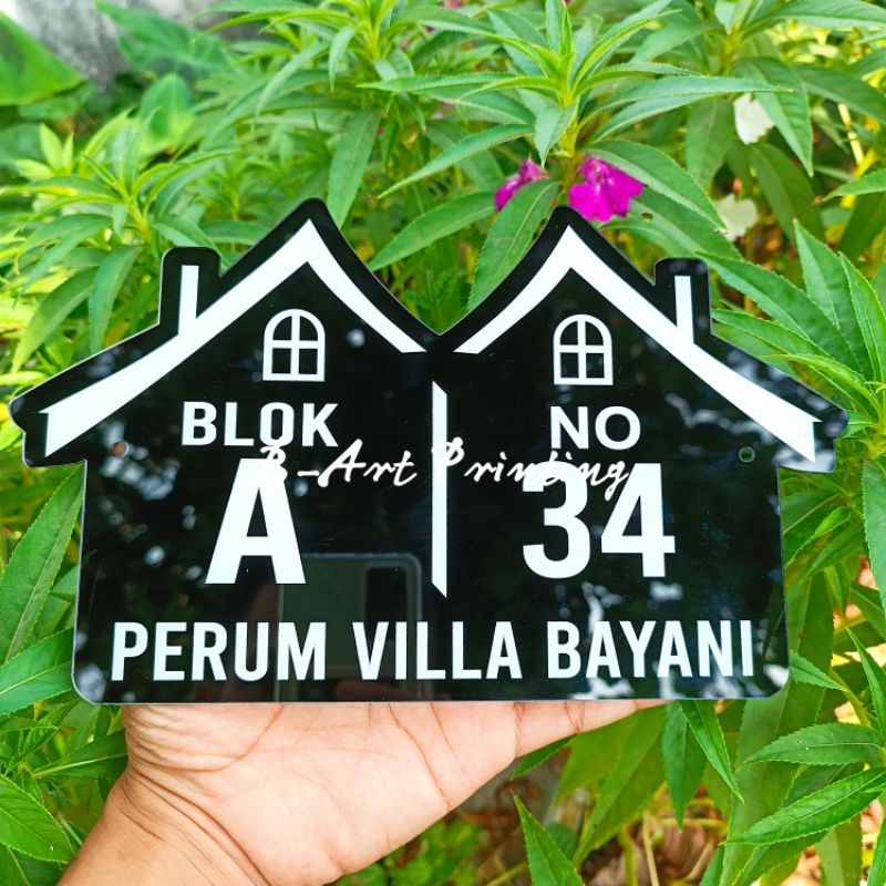 MURAH MERIAH !! PAPAN NOMOR RUMAH 25 x 15 cm / BAHAN ACRYLIC / LASER CUTTING