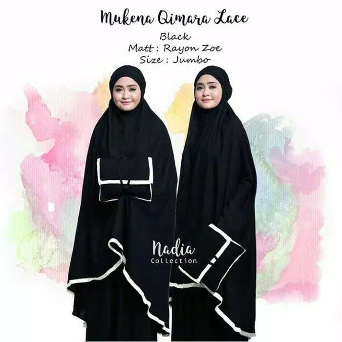 Mukena Rayon Premium Polos Nadia Twill Hitam