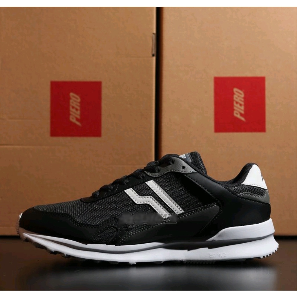 Piero Sepatu Sneakers City Race - Black/Grey/White