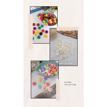 Resin Mawar Kecil | Manik Bunga Mawar | Mote Bunga
