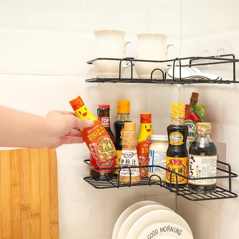 ☛TK☚ R541 Rak Sudut Gantung Besi Rak Siku / Rak Kamar Mandi / Rak Bumbu