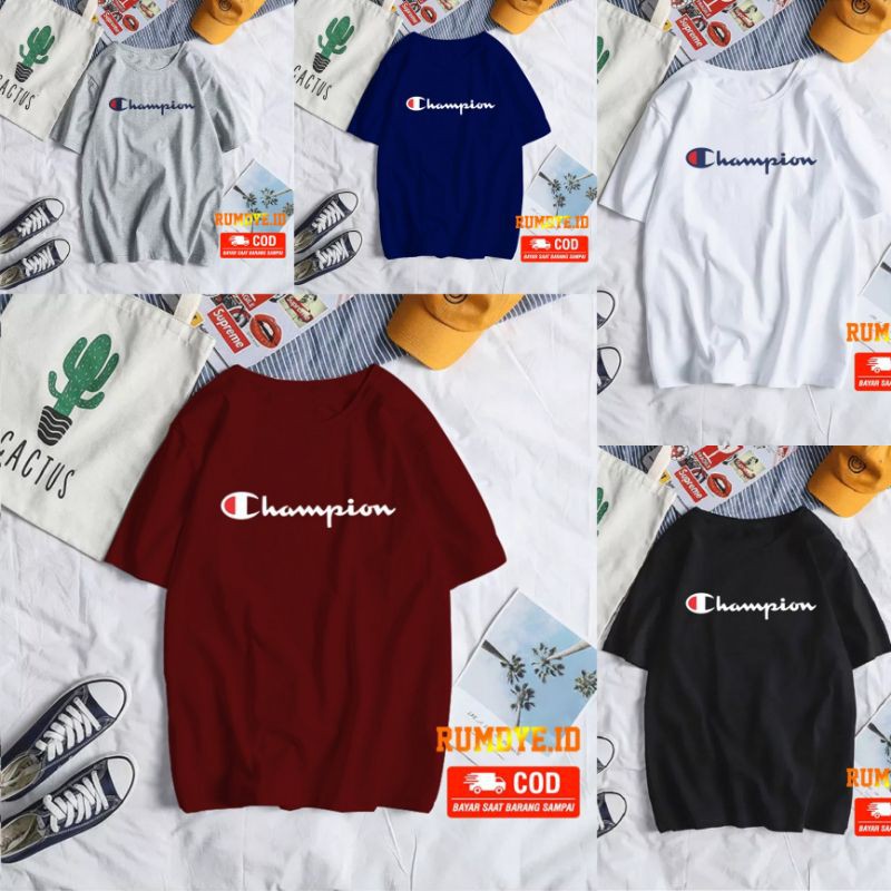 (COD) KAOS CHAMPION I KAOS HITAM MURAH I KAOS PRIA I KAOS WANITA I KAOS TERLARIS Kaos murah Kaos distro murah baju  distro pria t-shirt murah combed30s